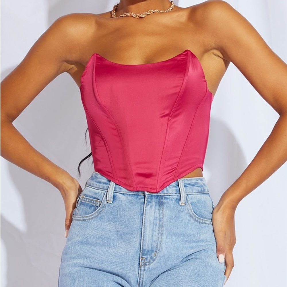 Hot Pink Satin Corset
